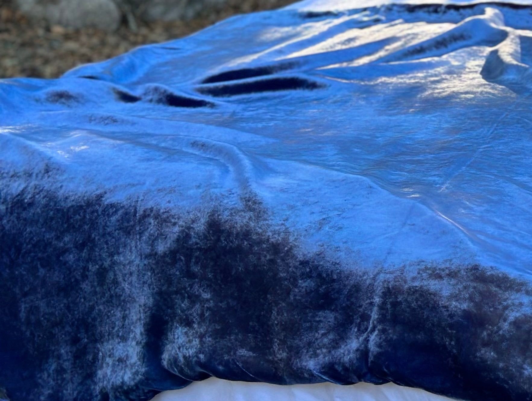 Luxury velvet blanket in royal blue