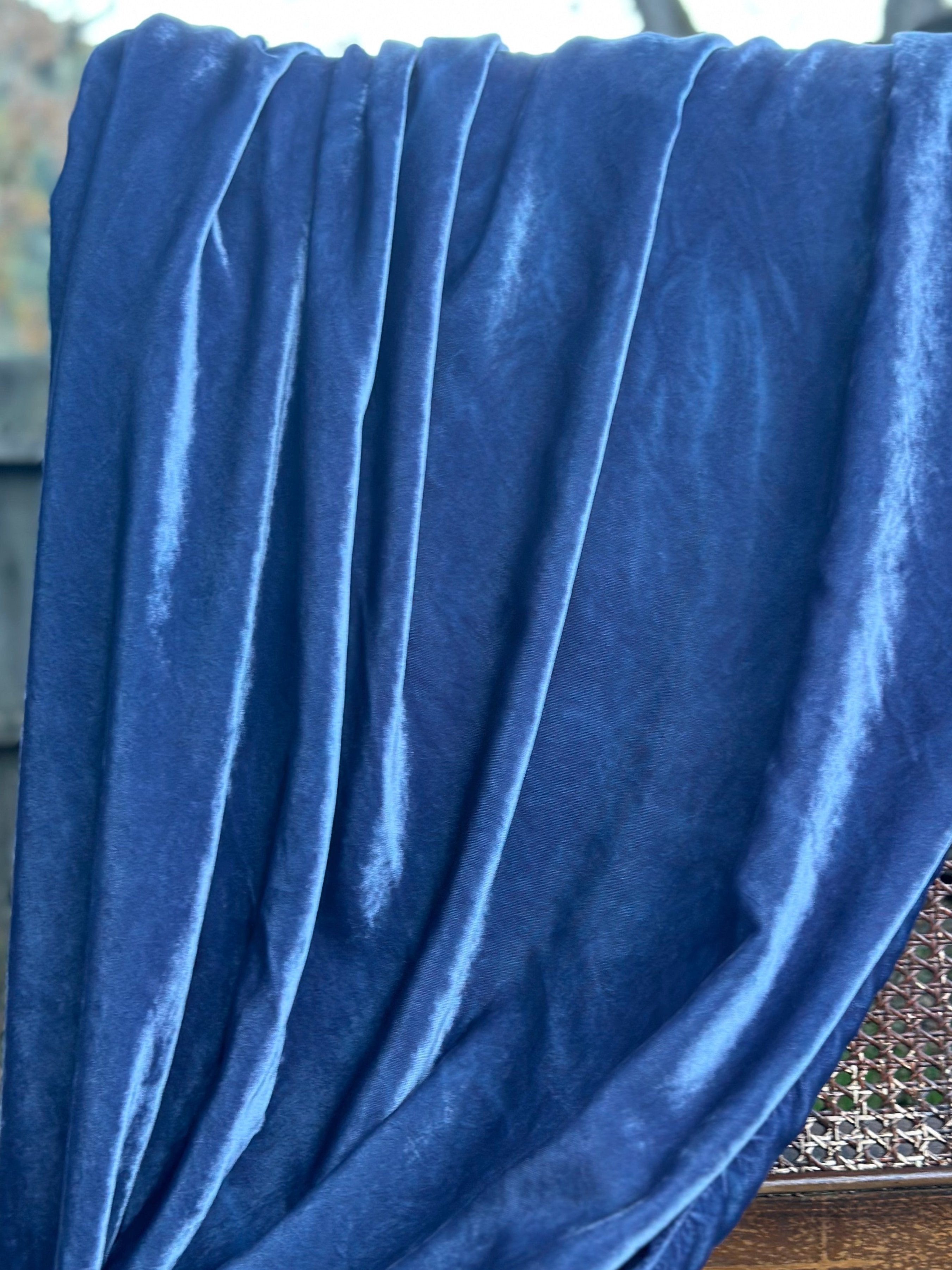 Luxury silk velvet blanket in royal blue